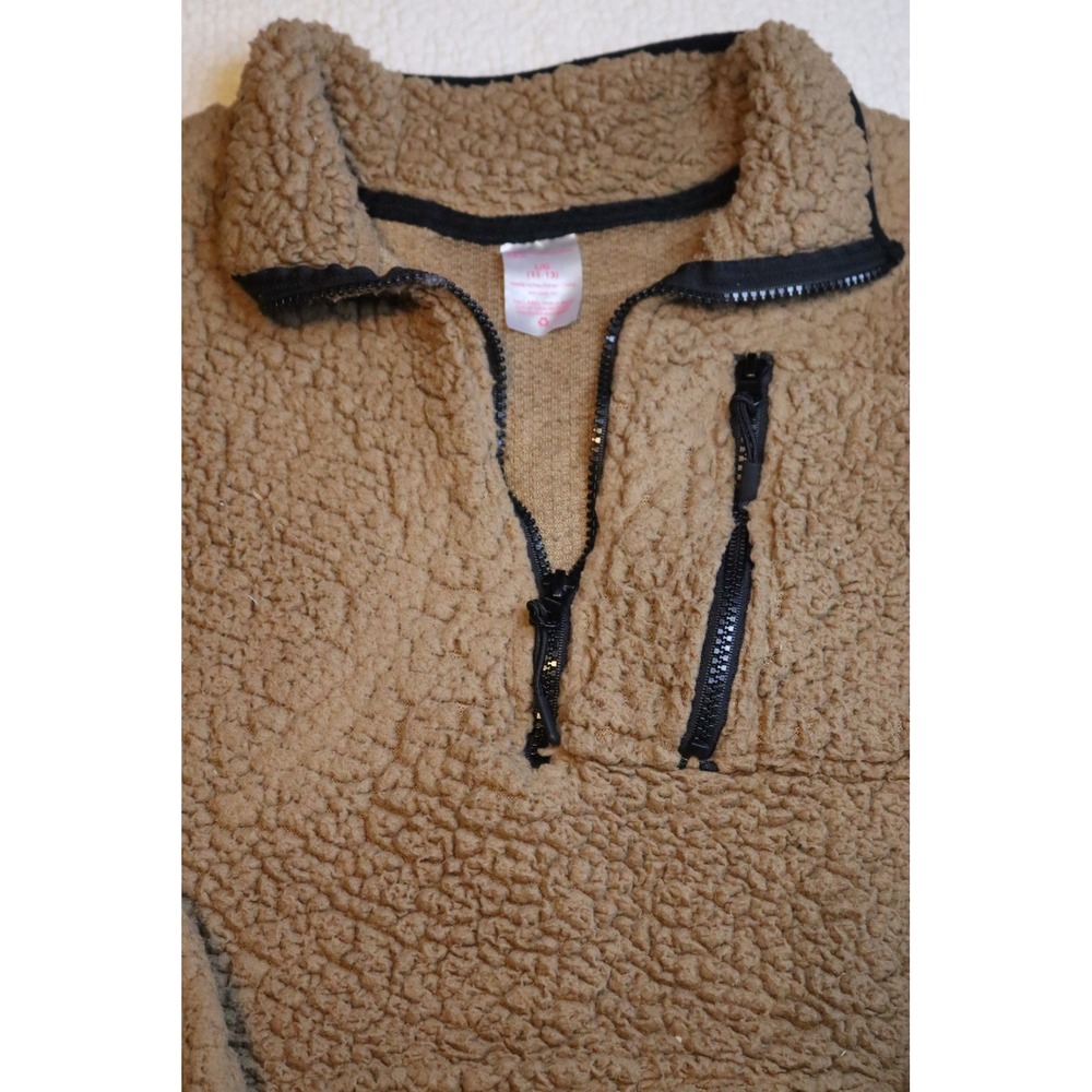 No Boundaries Juniors Tan Teddy Fleece Quarter Zip Pullover Sweater Large 11-13 - Picture 2 of 4